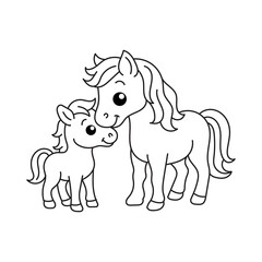 Horse Pose Funny And Playful Lineart Animal