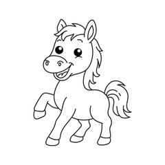 Horse Pose Funny And Playful Lineart Animal