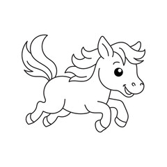 Horse Pose Funny And Playful Lineart Animal