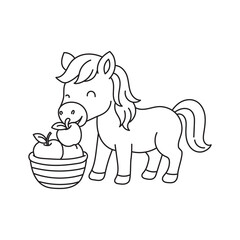 Horse Pose Funny And Playful Lineart Animal