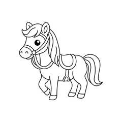 Horse Pose Funny And Playful Lineart Animal