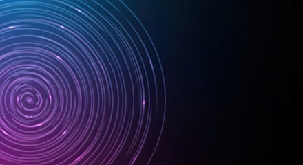 A vibrant purple and blue circular pattern with a black background.