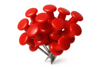 Red push pins forming a conceptual virus shape, representing danger, outbreak, contagion, global pandemic crisis, transparent background