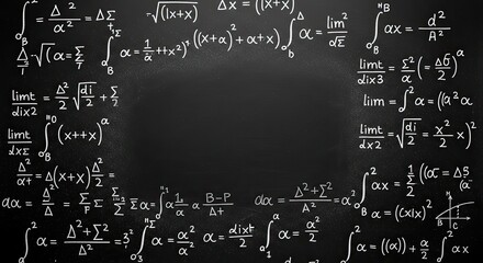 Mathematical equations on a blackboard.