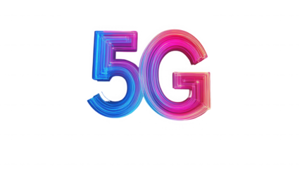 Colorful metallic 5g logo isolated on transparent background, modern and vibrant