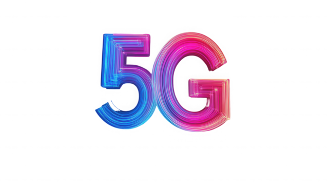 Colorful metallic 5g logo isolated on transparent background, modern and vibrant