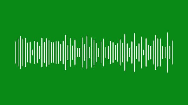 Sound wave animated on green screen background. Audio spectrum animation- Music sound wave or audio waveform on green screen. Frequency audio waveform spectrum- Audio wave oscillation graph motion.
