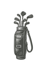golf bag illustration in carved style