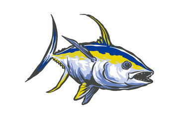 retro style tuna fish illustration