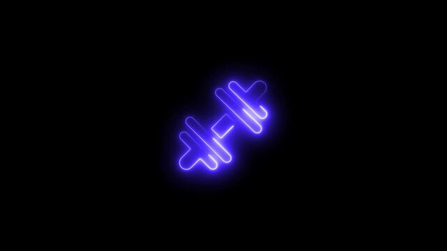 neon, dumbbell, fitness, gym, workout, exercise, muscle, training, glowing, sports, body, lifting, power, energy, symbol, technology, icon, digital, design, motion, graphic, animation 4k video .