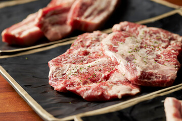 Fresh raw meat on a plate