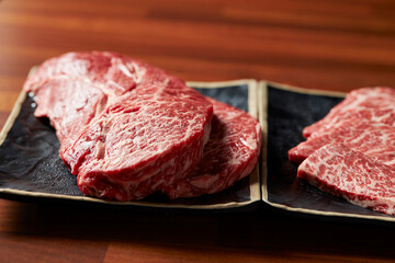 Fresh raw meat on a plate