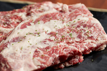 Fresh raw meat on a plate