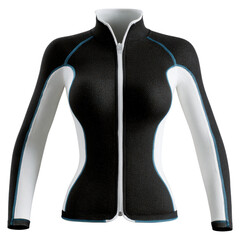 Stylish ai generated black sportswear jacket with front zipper. Modern athletic apparel for woman active lifestyle