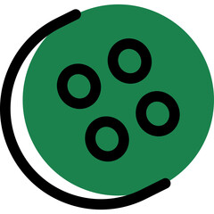 Green Circular Icon With Four Black Circles Inside And A Curved Line On The Left Side Transparent Background No Text