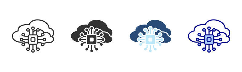 Obraz premium Cloud Icon Set. Designed In Multi Style
