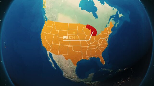 United States Map Animation &ndash; Michigan State Highlight