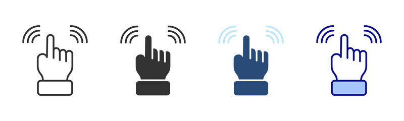 Hand Sensor Icon Set. Designed In Multi Style