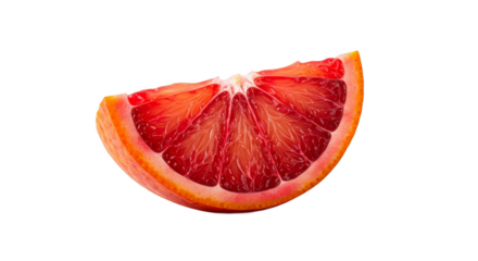 Close Up Blood Orange Slice On Red Background Soft Lighting