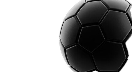 Fototapeta premium Close Up Black Soccer Ball Realistic Photo Macro Detail