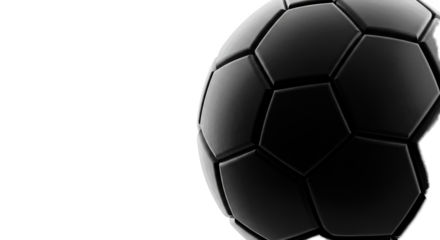 Close Up Black Soccer Ball Realistic Photo Macro Detail
