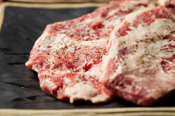 Fresh raw meat on a plate