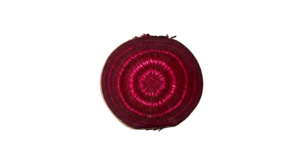 Close up of a Beetroot Slice with Glitter and Red Gradient Background Isolated