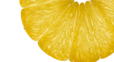 Close Up Of A Juicy Lemon Slice With Water Droplets Transparent Background
