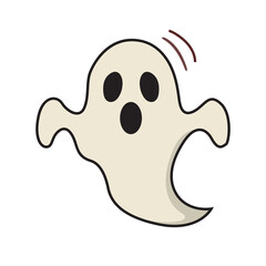Halloween Ghost Illustration In Cartoon Style