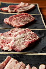 Fresh raw meat on a plate