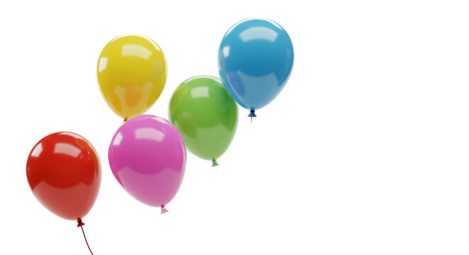 Colorful Balloons Floating on Rainbow Gradient Background Realistic Photo - Powered by Adobe