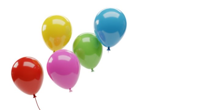 Colorful Balloons Floating on Rainbow Gradient Background Realistic Photo