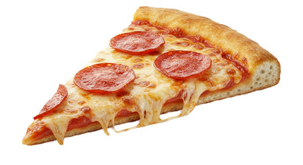 Delicious Pepperoni Pizza Slice With Melting Cheese Isolated