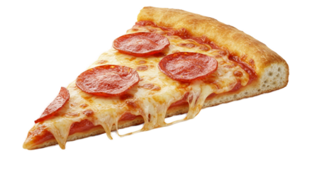 Delicious Pepperoni Pizza Slice With Melting Cheese Isolated