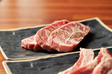 Fresh raw meat on a plate