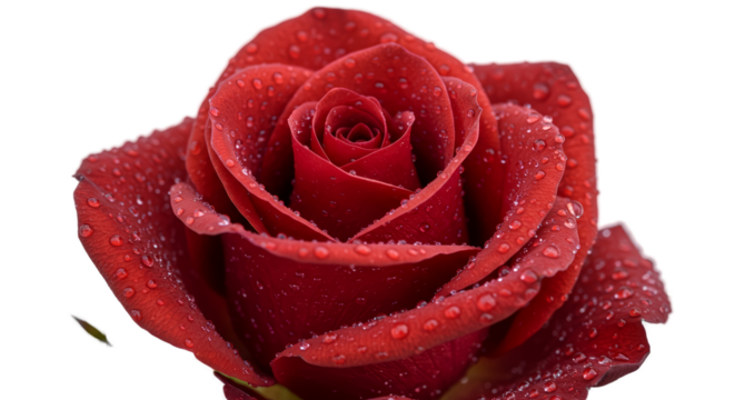 Detailed Realistic Red Rose with Water Drops Soft Red Background