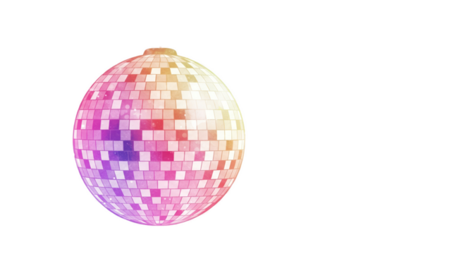 Disco Ball With Rainbow Light Reflections On Pink Backdrop - Powered by Adobe