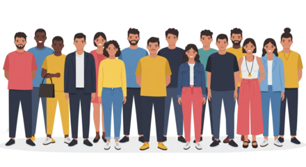 Diverse Group Of People Standing Together Flat Illustration Transparent PNG