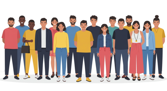 Diverse Group Of People Standing Together Flat Illustration Transparent PNG