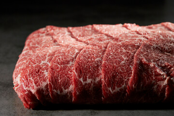 Sliced frozen beef, uncooked food