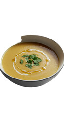 Creamy Pumpkin Soup with Parsley and Swirl of Cream