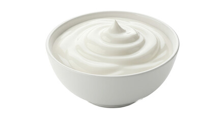 Creamy White Yogurt Swirl In A Bowl Realistic Isolated Product Photo