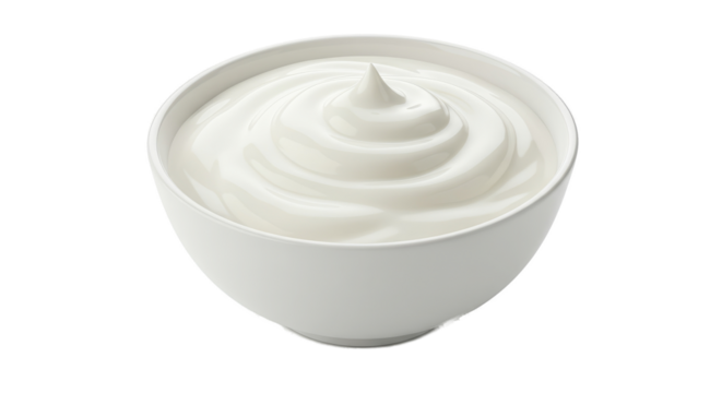 Creamy White Yogurt Swirl In A Bowl Realistic Isolated Product Photo