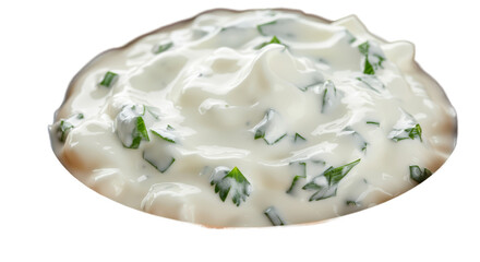 Creamy Yogurt Dip with Herbs Isolated Transparent Background Realistic Photo
