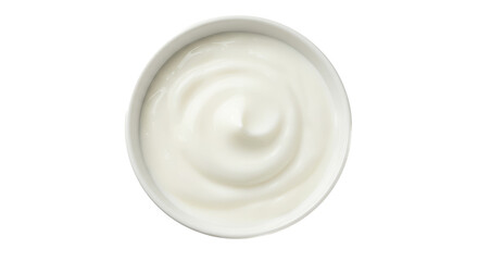 Creamy Yogurt Swirl in White Bowl Top View Studio Light
