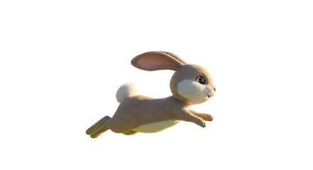 Cute 3D Bunny Rabbit Illustration Warm Golden Lighting Soft Background