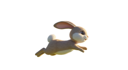Cute 3D Bunny Rabbit Illustration Warm Golden Lighting Soft Background