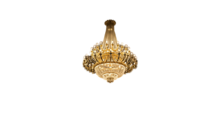 Elegant Crystal Chandelier With Warm Golden Light Hanging From Ceiling