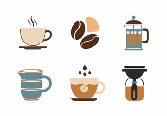 Obraz premium Coffee brewing methods illustration suitable for cafe menu, food blog, presentation, advertising