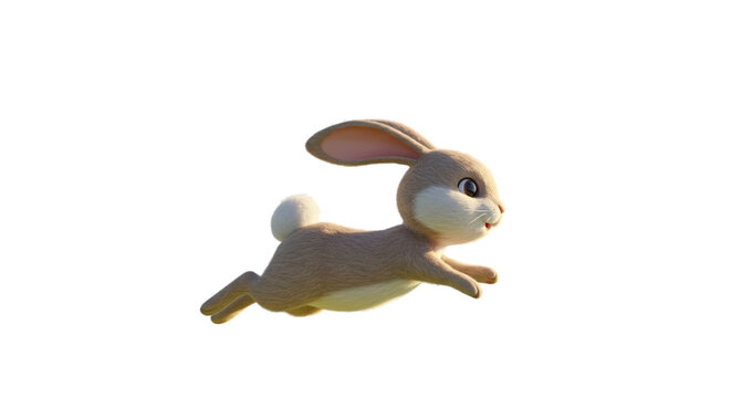 Cute 3D Bunny Rabbit Illustration Warm Golden Lighting Soft Background